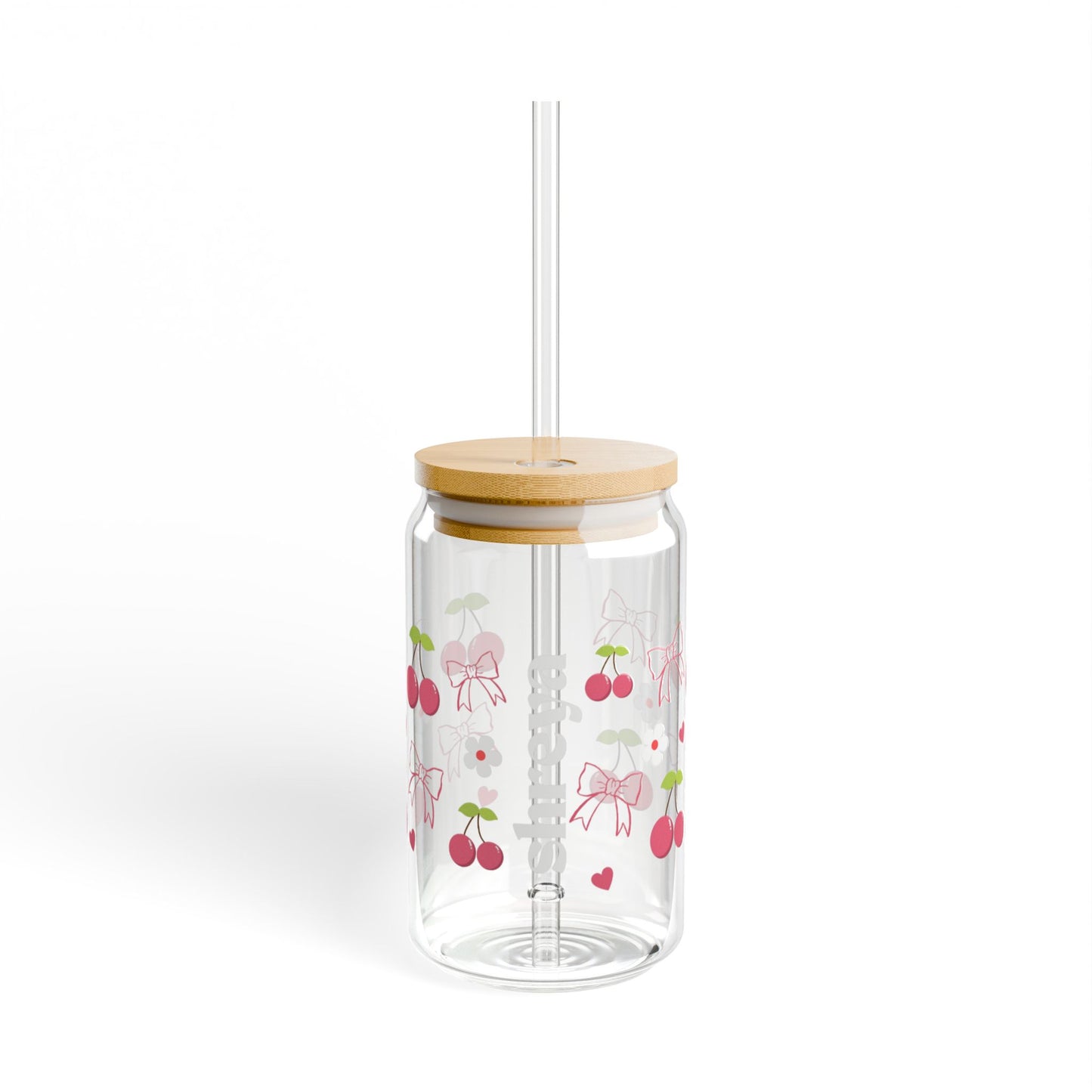 Personalized Cherry Glass Jar Tumbler