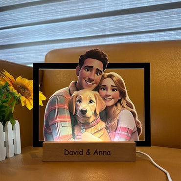 Personalized Cartoon Portrait Photo Frame Night Light - Memories Insite2D MINIATURE ACRYLIC BOARD -20*20