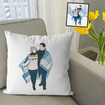 Personalized Photo Pillow Colorful Outline Design Soft Pillow Valentine's Day Gift for Her - Memories InsitePHOTO PILLOW SQUARE-1