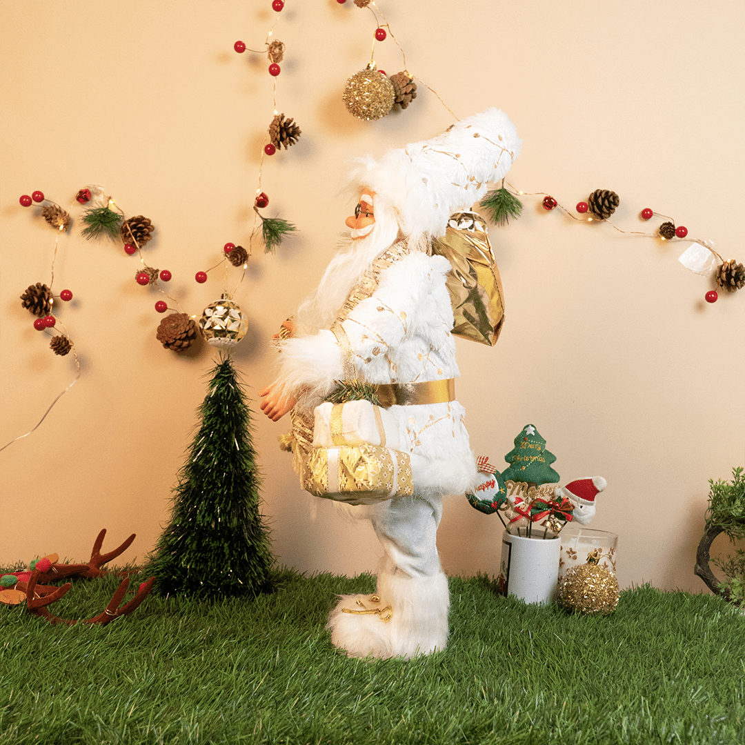 White & Gold Santa Claus Showpiece - Memories Insite