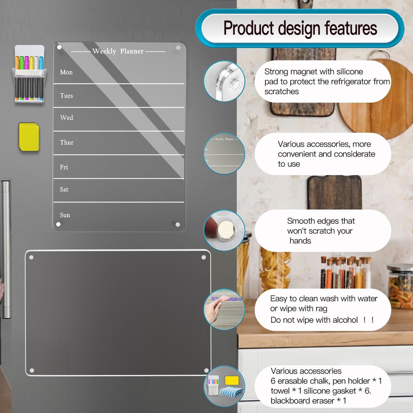 Magnetic Acrylic Fridge Calendar – Stylish, Colorful & Easy Planning!