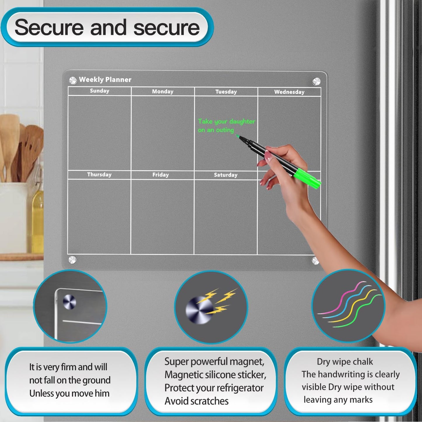 Magnetic Acrylic Fridge Calendar – Stylish, Colorful & Easy Planning!