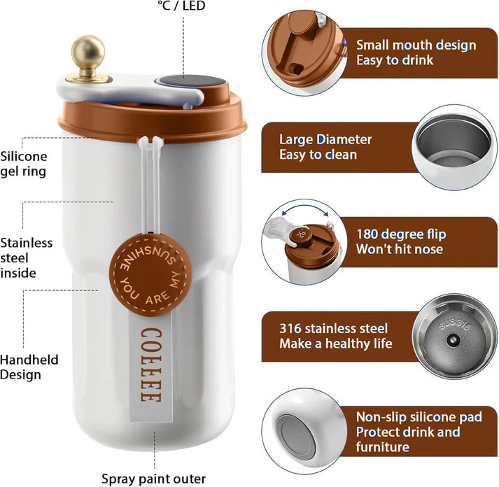 Smart Temperature Display Coffee Mug – Stylish & Portable