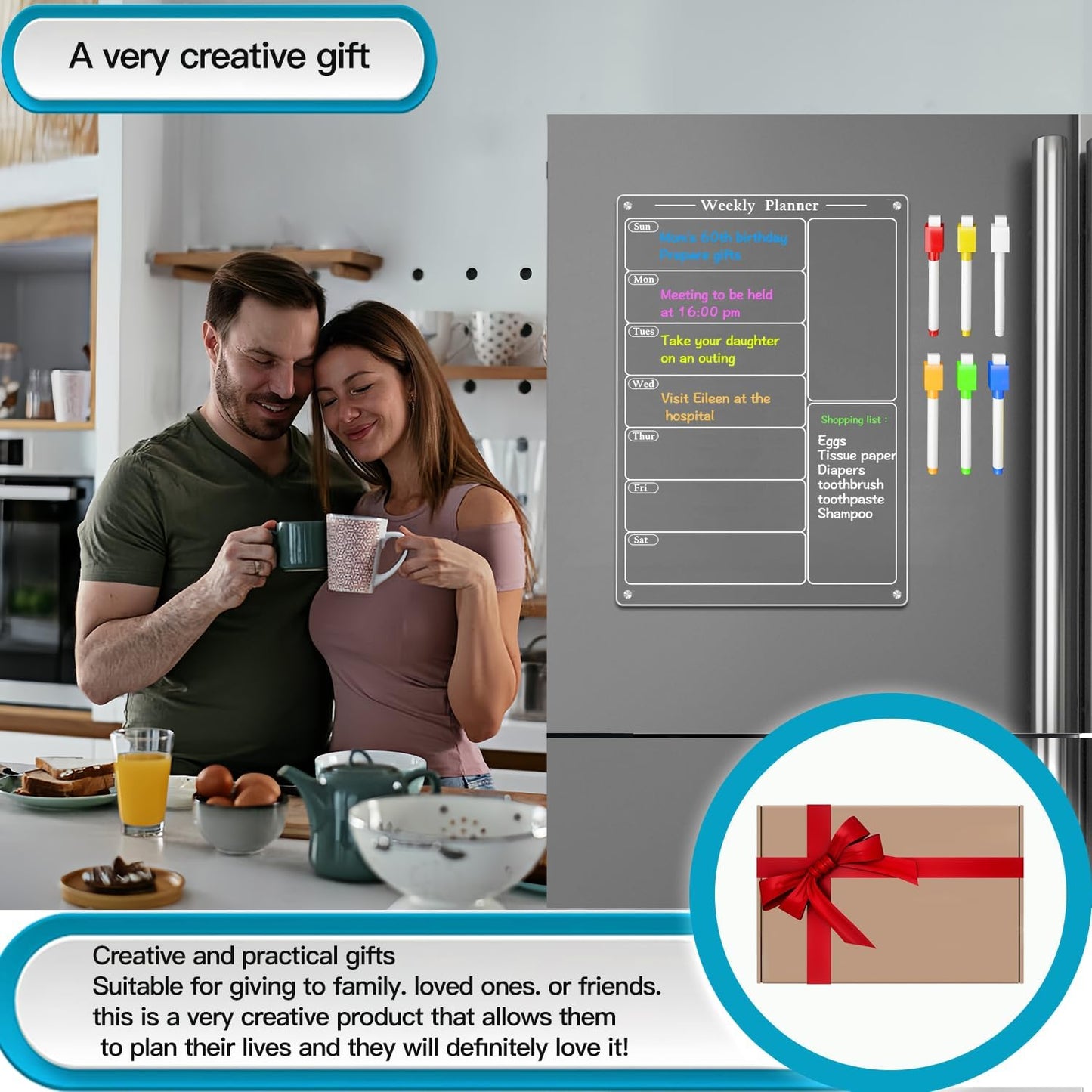 Magnetic Acrylic Fridge Calendar – Stylish, Colorful & Easy Planning!