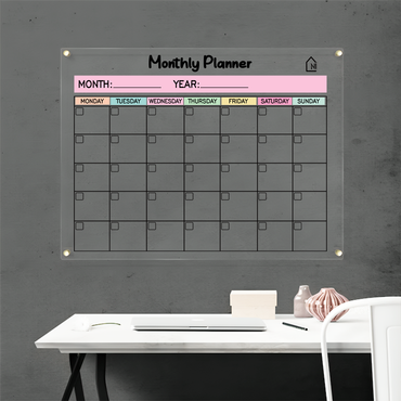 Acrylic Monthly Wall Planner – Reusable Calendar Board with Dry Erase Surface | Home, Office & Study Organizer