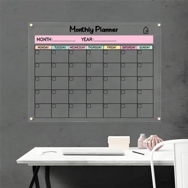 Acrylic Monthly Wall Planner – Reusable Calendar Board with Dry Erase Surface | Home, Office & Study Organizer - Memories InsiteMONTHLY COLORED PLANNER II