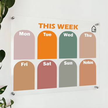 Modern Acrylic Weekly Wall Planner – Reusable Dry Erase Organizer Board with Notes Section | Home, Office & Study Wall Décor