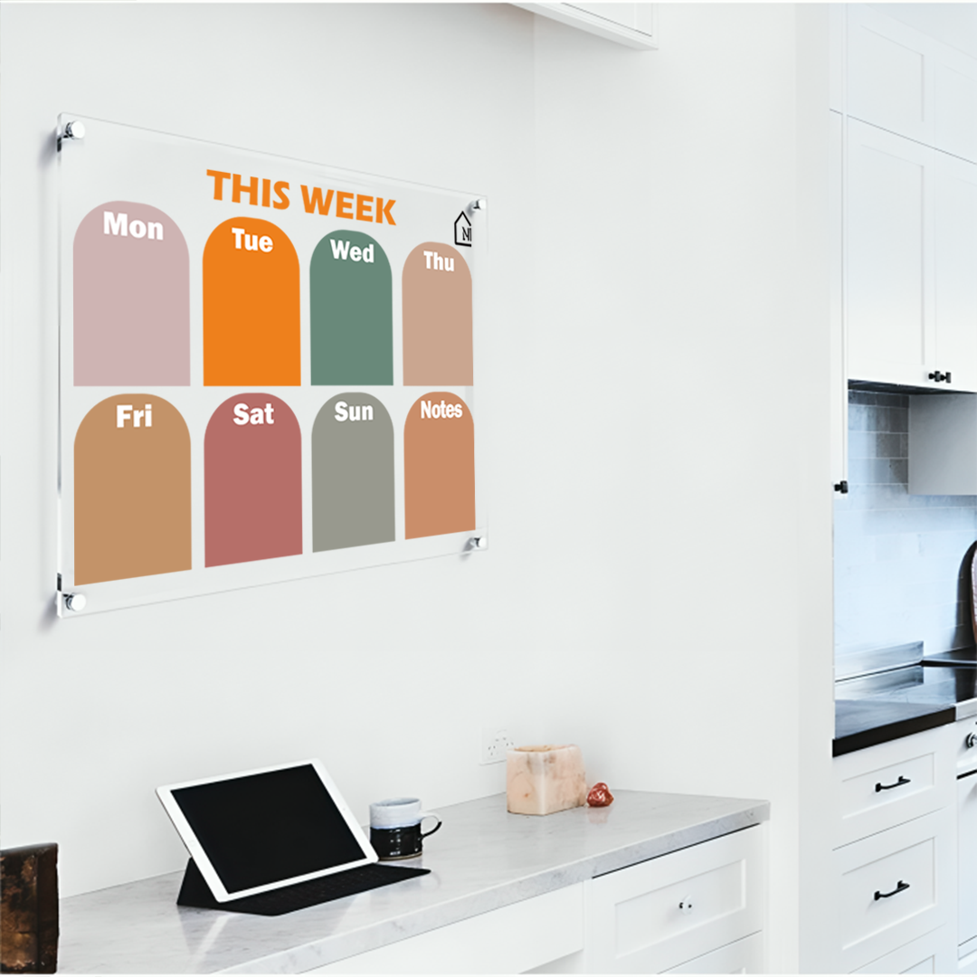 Modern Acrylic Weekly Wall Planner – Reusable Dry Erase Organizer Board with Notes Section | Home, Office & Study Wall Décor