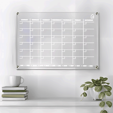 Acrylic Perpetual Wall Calendar – Reusable Dry Erase Monthly Planner Board with Monthly Tabs | Modern Home & Office Wall Organizer - Memories InsitePREPETUAL MONTHLY PLANNER II