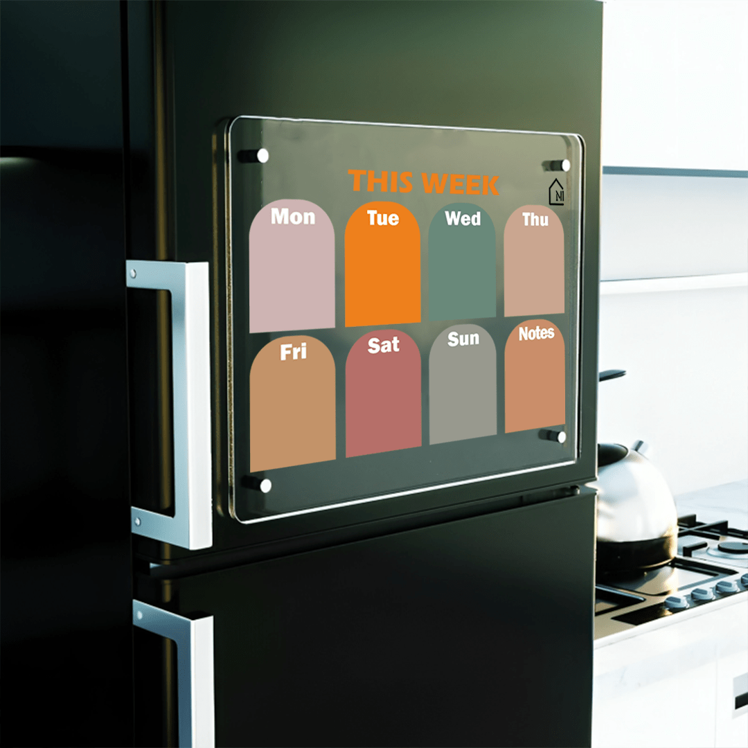 This week Pastel color blocks Acrylic Fridge Planner | Pens and Reg - Memories InsiteTHIS WEEK ROUNDED BLOCKES FRIDGE PLANNER I