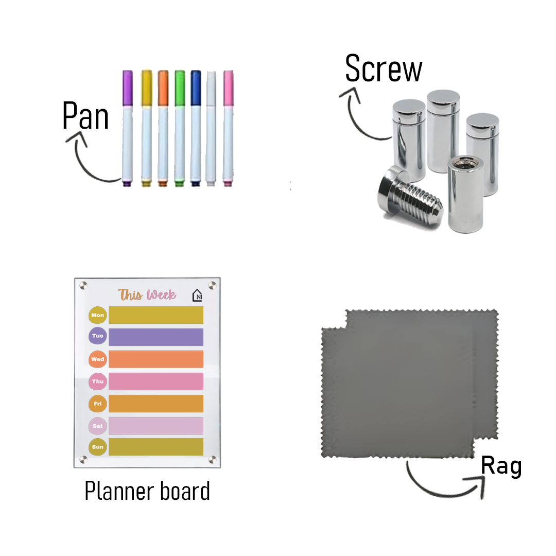 Colorful Acrylic Milky Weekly Planner Board – Reusable Wall Organizer for Home, Office & Study