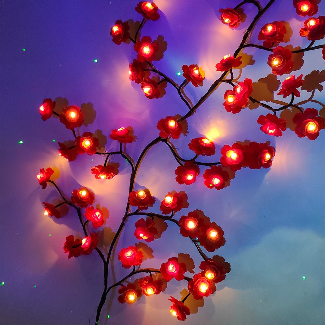 MEMORIES INSITE® RED ROSE TREE BRANCH WALL LIGHT - Memories InsiteRED ROSE CHERRY BLOSSOM TREE BRANCH LIGHT-2X PCS