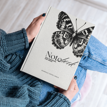 Butterfly Aesthetic Notebook for Notes, Goals & Planning | Minimal Black & White Hardcover Journal