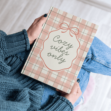 Cozy Vibes Only Aesthetic Notebook | Cute Pastel Checkered Journal for Daily Notes - Memories InsiteCOZY VIBES ONLY AESTHETIC NOTEBOOK