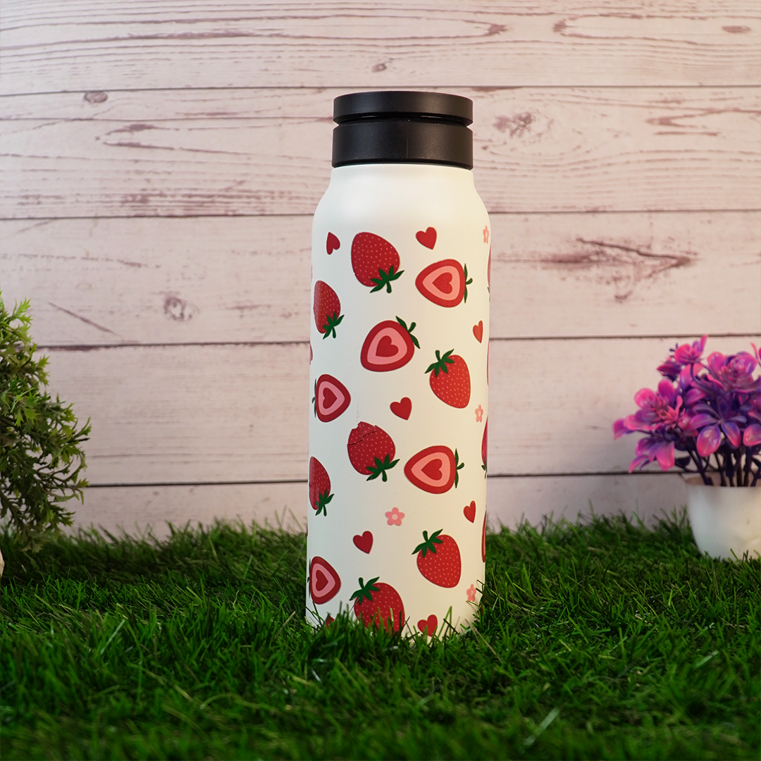 Strawberry Design Stainless Steel Water Bottle