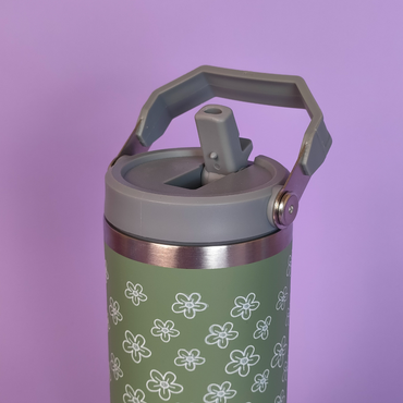 🌿 Olive Bloom Tumbler – Stylish, Durable & Leak-Proof