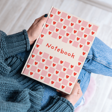 Cute Heart Pattern Notebook | Aesthetic Pink Checkered Journal for Notes, Planning & Daily Writing