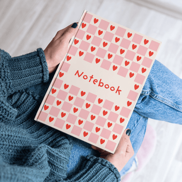 Cute Heart Pattern Notebook | Aesthetic Pink Checkered Journal for Notes - Memories InsiteCUTE HEART PATTERN NOTEBOOK