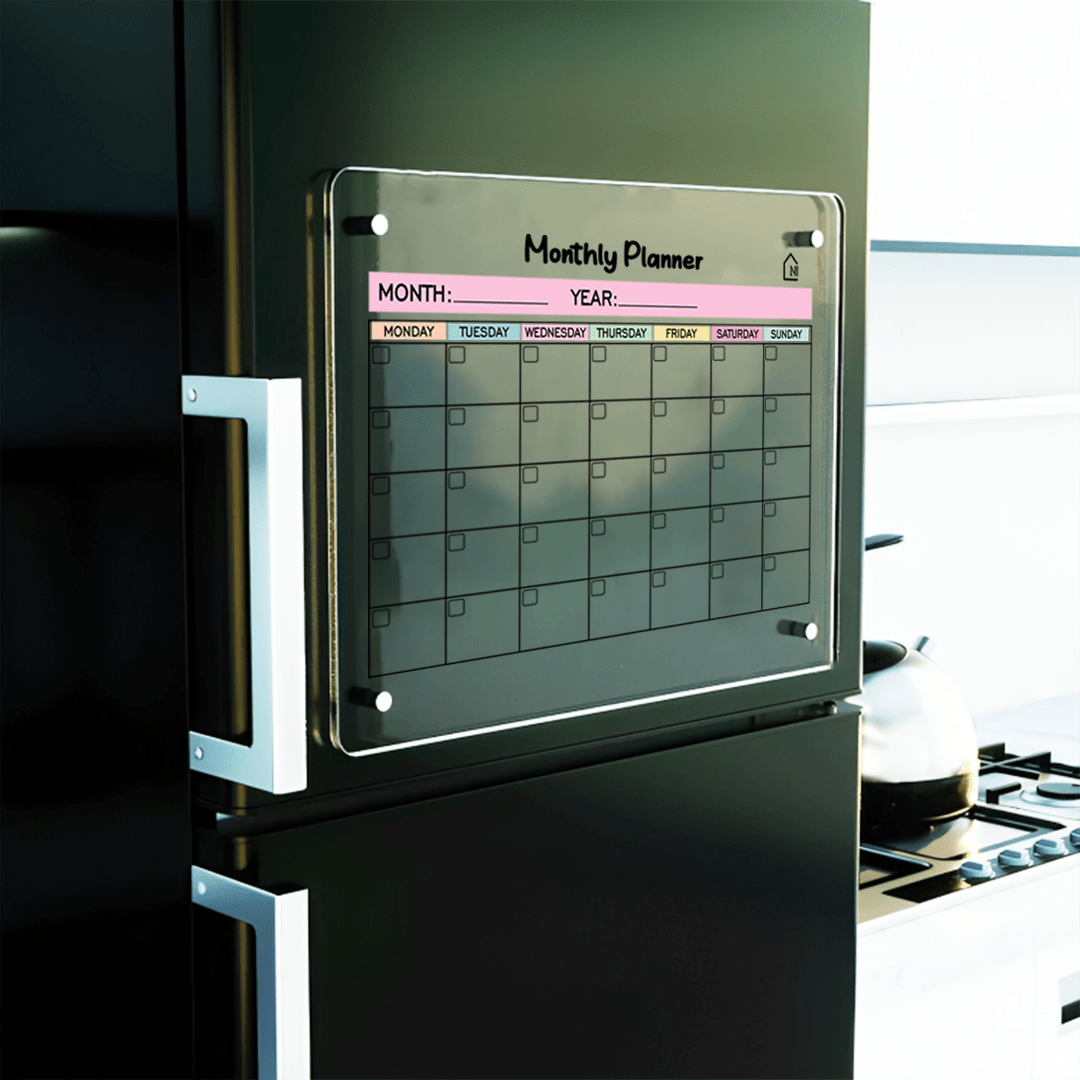 Monthly Acrylic Fridge Planner with Week days | Pens and Reg - Memories InsiteMONTHLY FRIDGE PLANNER WITH WEEK DAYS I