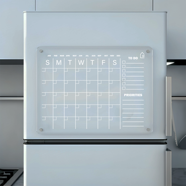 Monthly Acrylic Reusable Fridge Planner with To-Do and Priorities Blocks | Pens and Reg