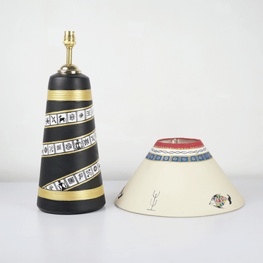 Midnight Spiral Table Lamp – Handpainted Ethnic Decor Light - Memories InsiteMIDNIGHT SPRIAL LAMP- ( BLACK )