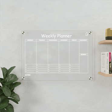 Acrylic Weekly Wall Planner – Reusable Dry Erase Weekly Schedule Board with Notes Section | Modern Floating Design for Home, Office & Study - Memories InsiteNOTES LINE WEEKLY PLANNER II