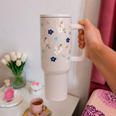Rainbow Heart Stainless Steel Travel Tumbler with Handle |