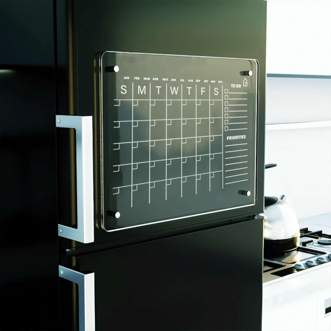 Monthly Acrylic Reusable Fridge Planner with To-Do and Priorities Blocks | Pens and Reg - Memories InsiteMONTHLY FRIDGE PLANNER WITH TO-DO AND PRIORITY I