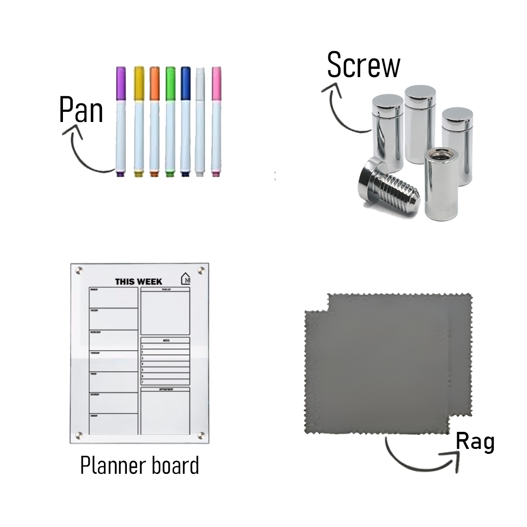 Acrylic Weekly Planner Board with To-Do, Notes & Appointments – Reusable Wall Organizer