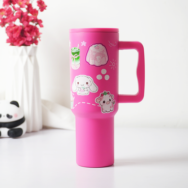 “Hot Pink Love Doodle Tumbler – Leak-Proof & Stylish”