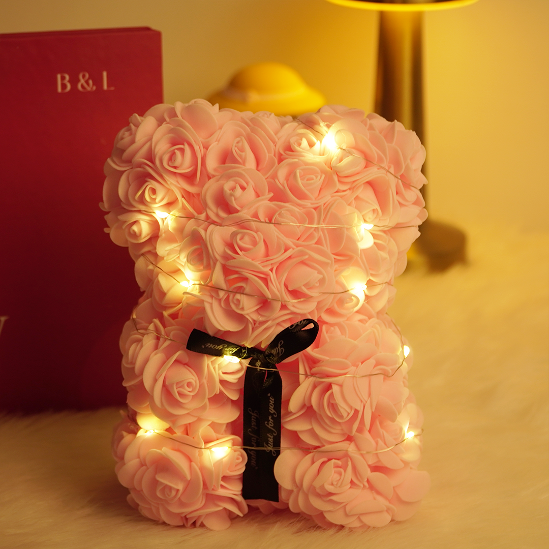 Rose Teddy Bear – Romantic Artificial Flower Bear Gift for Love & Special Moments
