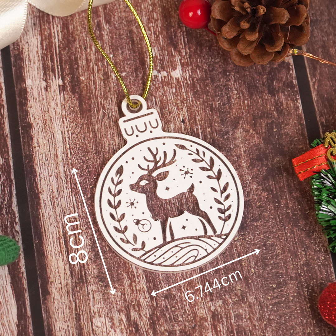 SET OF 6 Elegant Reindeer Christmas Ornament – Premium Acrylic Hanging Décor