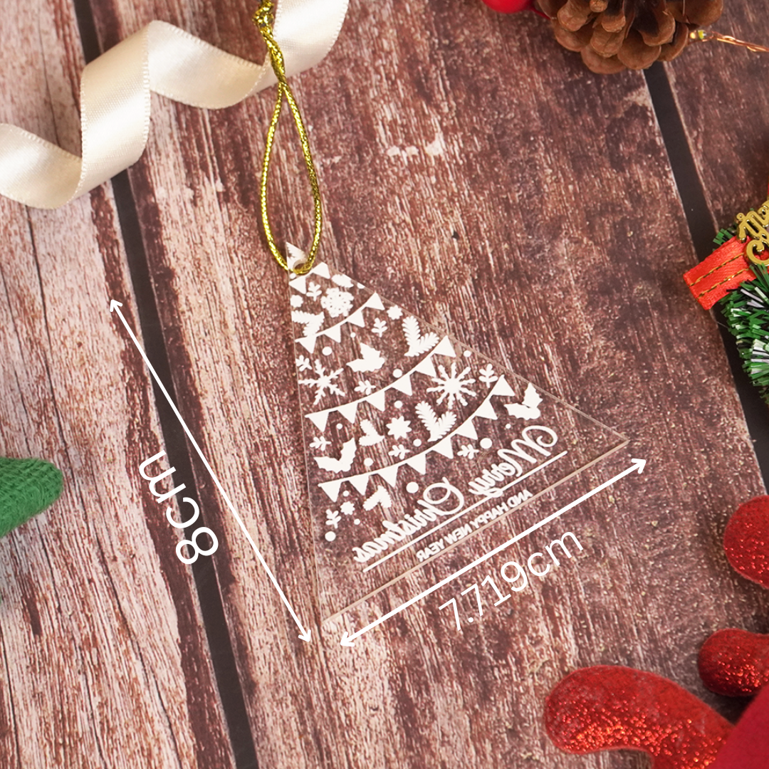 Set of 6 Acrylic Christmas Tree Ornament – Premium Hanging Decoration (8 cm)