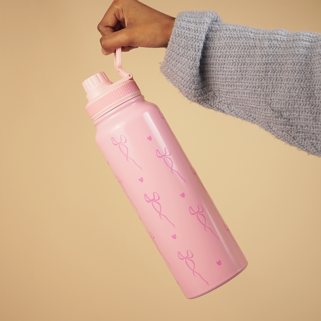 Cute Bow Print Stainless Steel Water Bottle