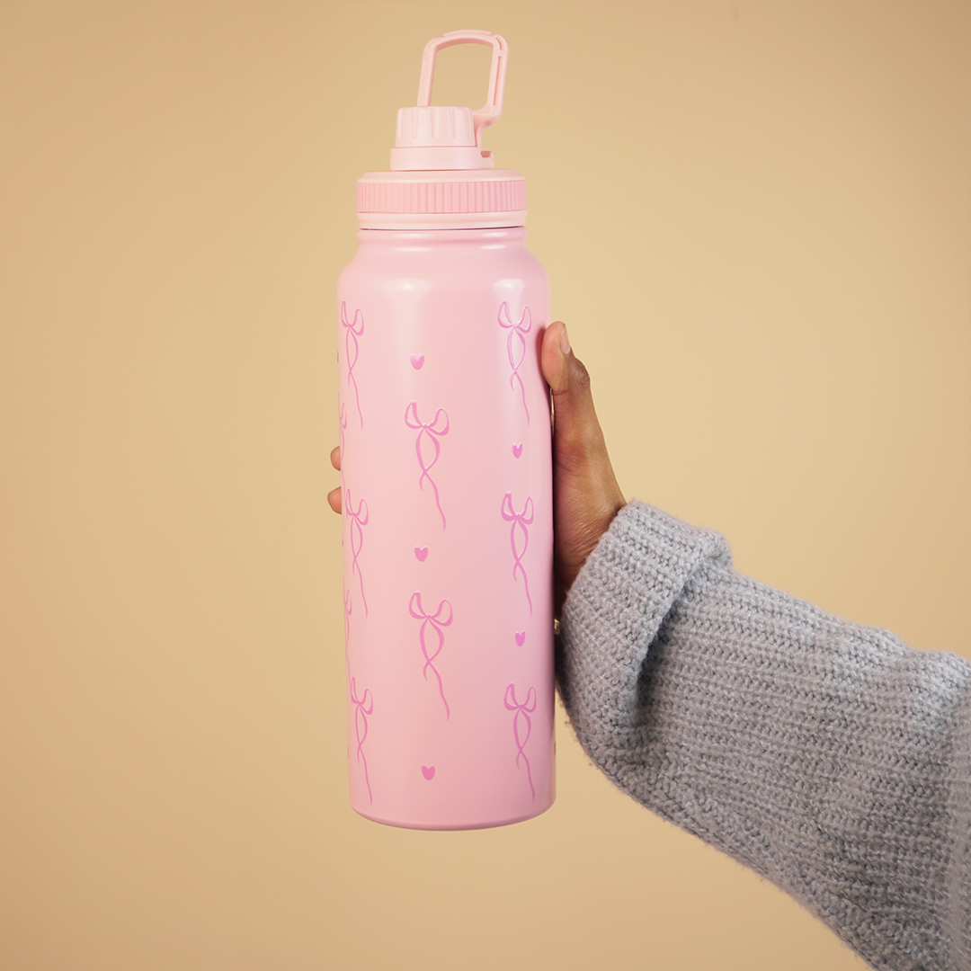 Cute Bow Print Stainless Steel Water Bottle