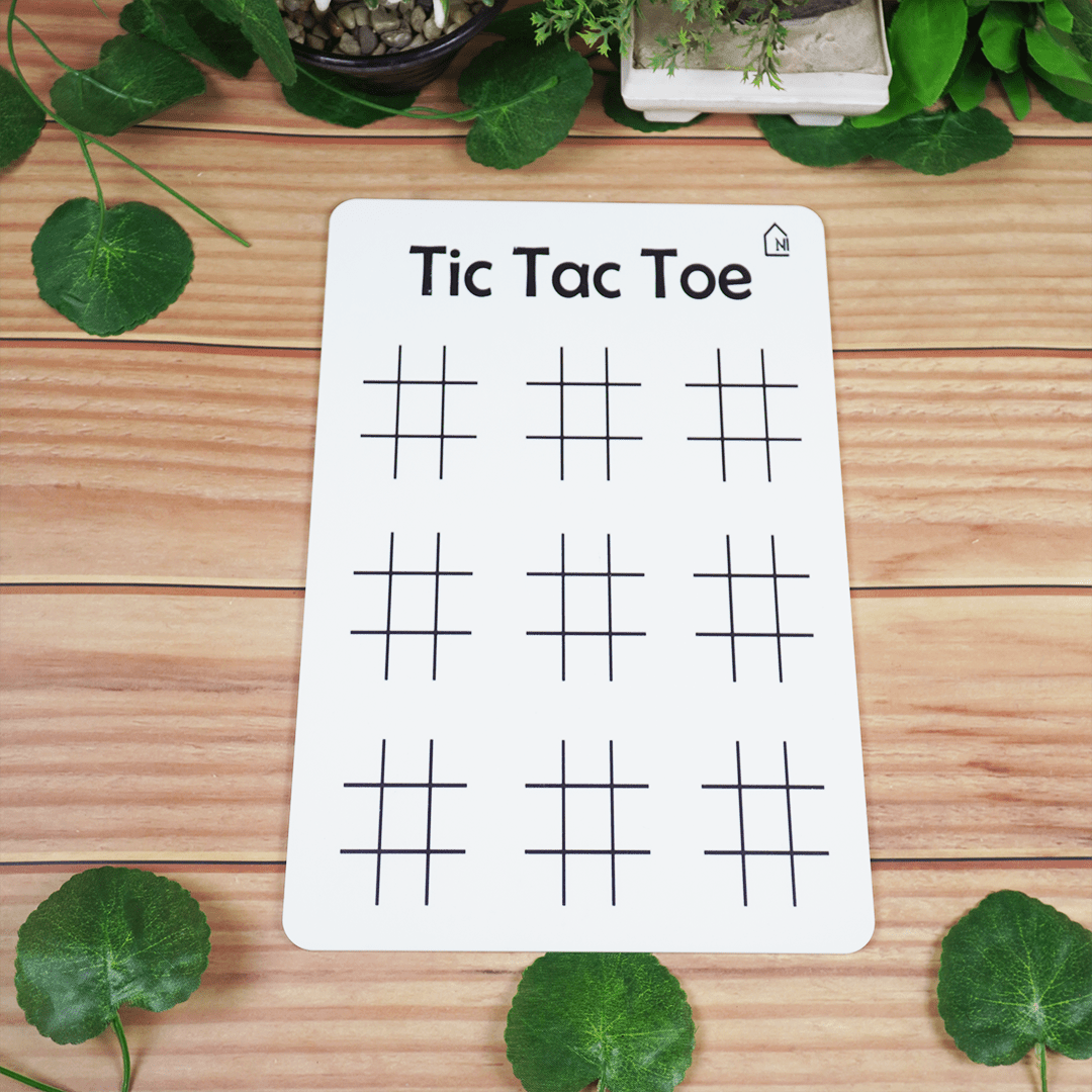 Reusable Tic Tac Toe Learning Board with Marker Pen Box & Cleaning Cloth - Memories Insite