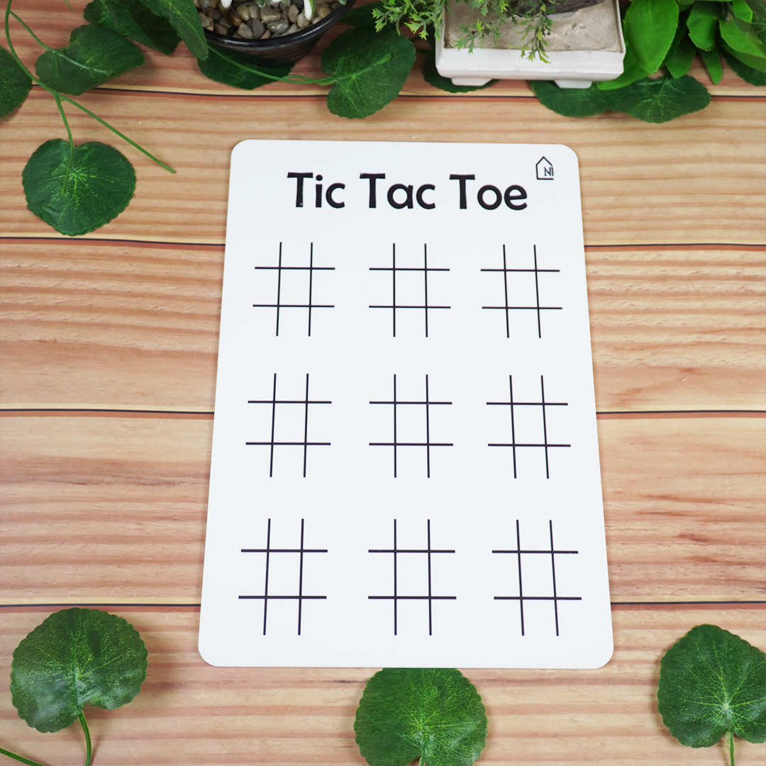 Reusable Tic Tac Toe Learning Board with Marker Pen Box & Cleaning Cloth