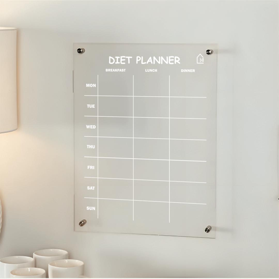 Weekly Acrylic Diet Planner Board – Reusable Meal Organizer for Healthy Living