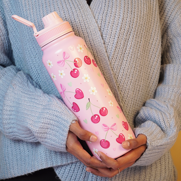 Cute Cherry Print Stainless Steel Water Bottle
