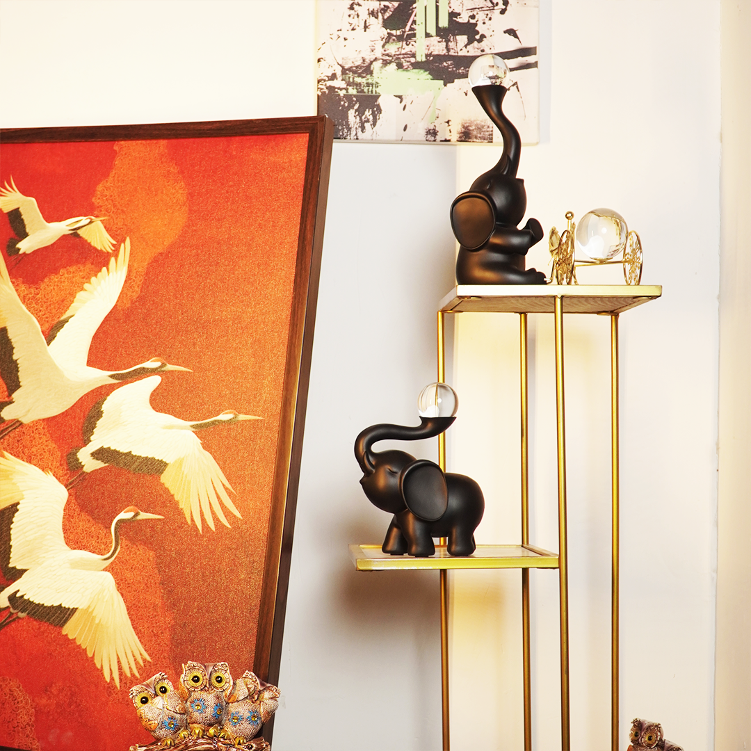 EleGlow™ Elephant Decor Showpiece – Modern Resin Art Sculpture with Light Accent set