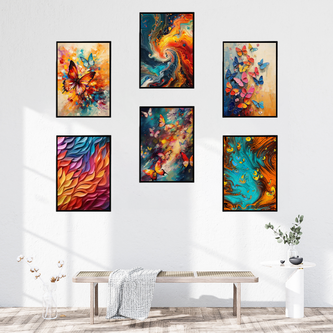 Vibrant Butterfly Abstract Wall Art | Color Splash Canvas Prints