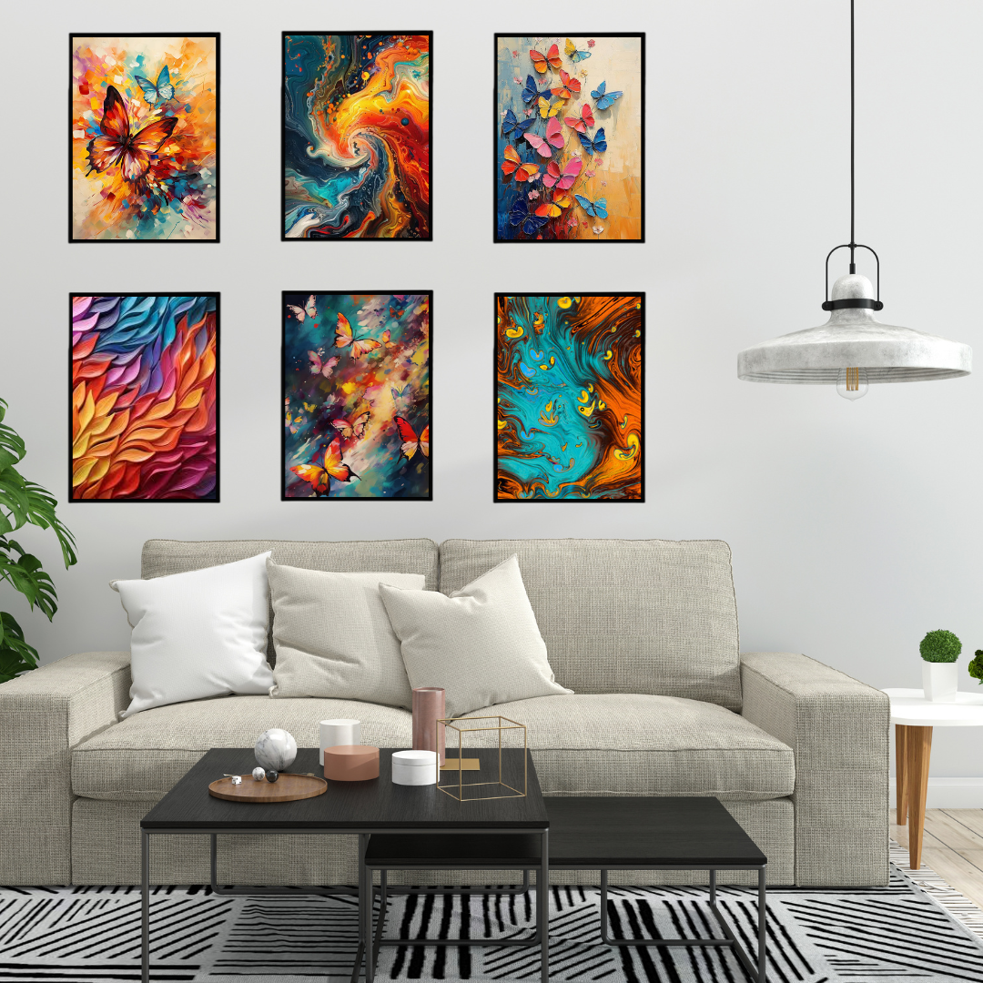 Vibrant Butterfly Abstract Wall Art | Color Splash Canvas Prints