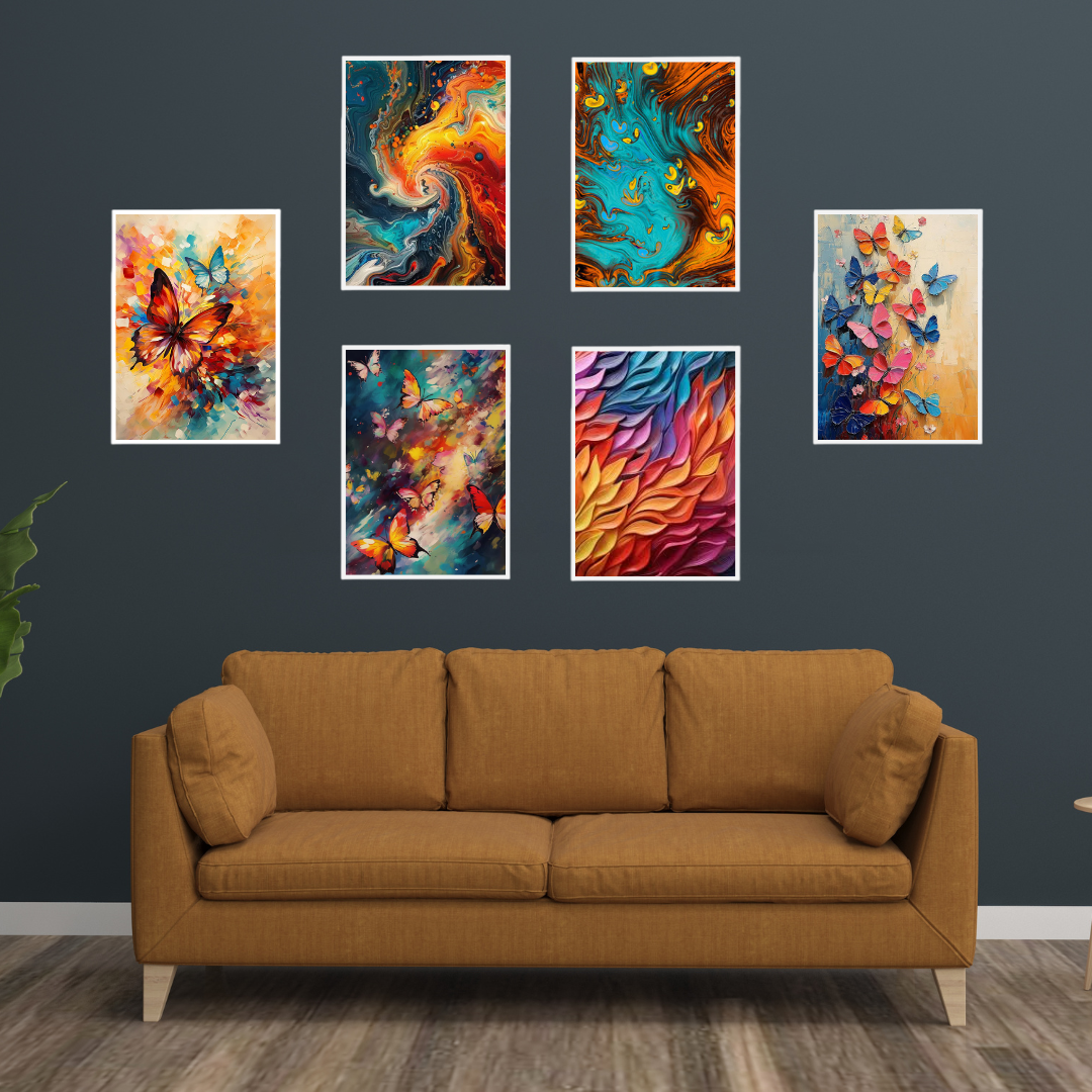 Vibrant Butterfly Abstract Wall Art | Color Splash Canvas Prints
