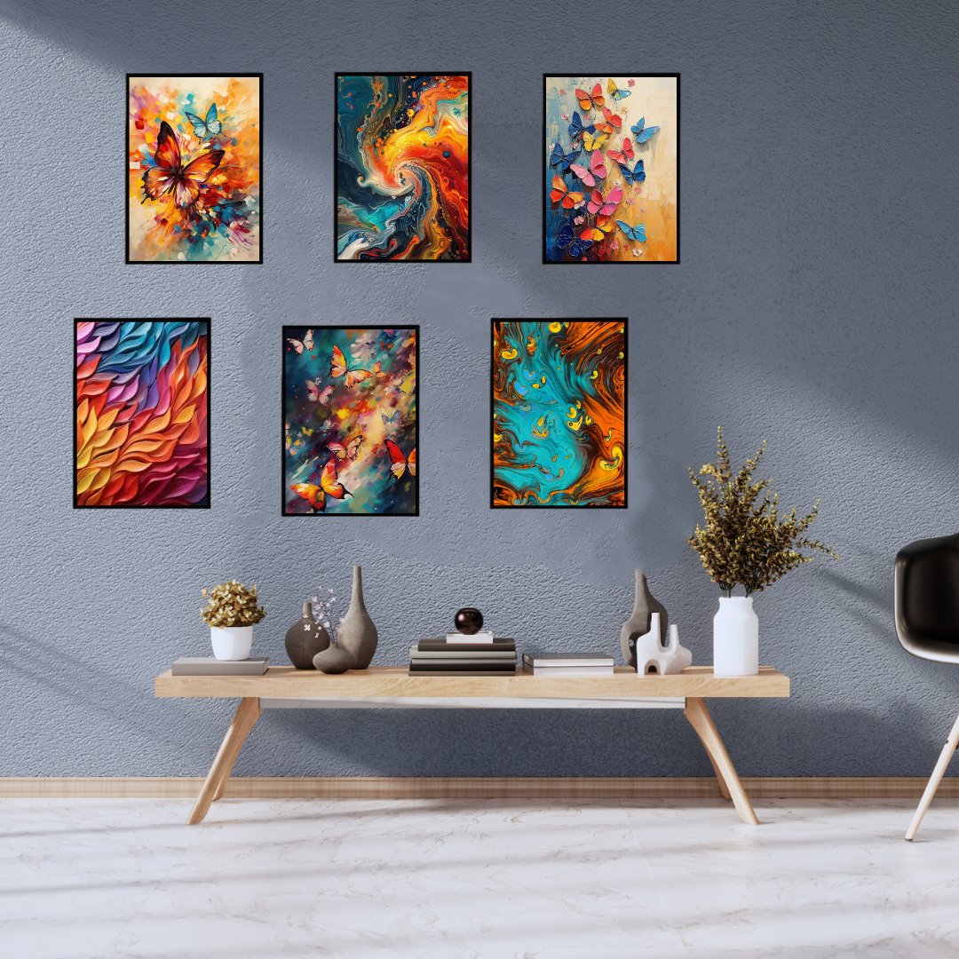 Vibrant Butterfly Abstract Wall Art | Color Splash Canvas Prints