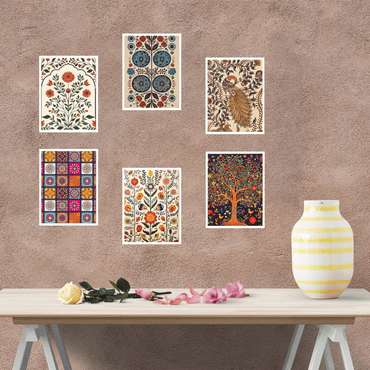 Bohemian Botanical Wall Art Set – 6 Vibrant Prints for a Nature-Inspired Living Space - Memories InsiteBOHEMIAN BOTANICAL FRAME- BLACK
