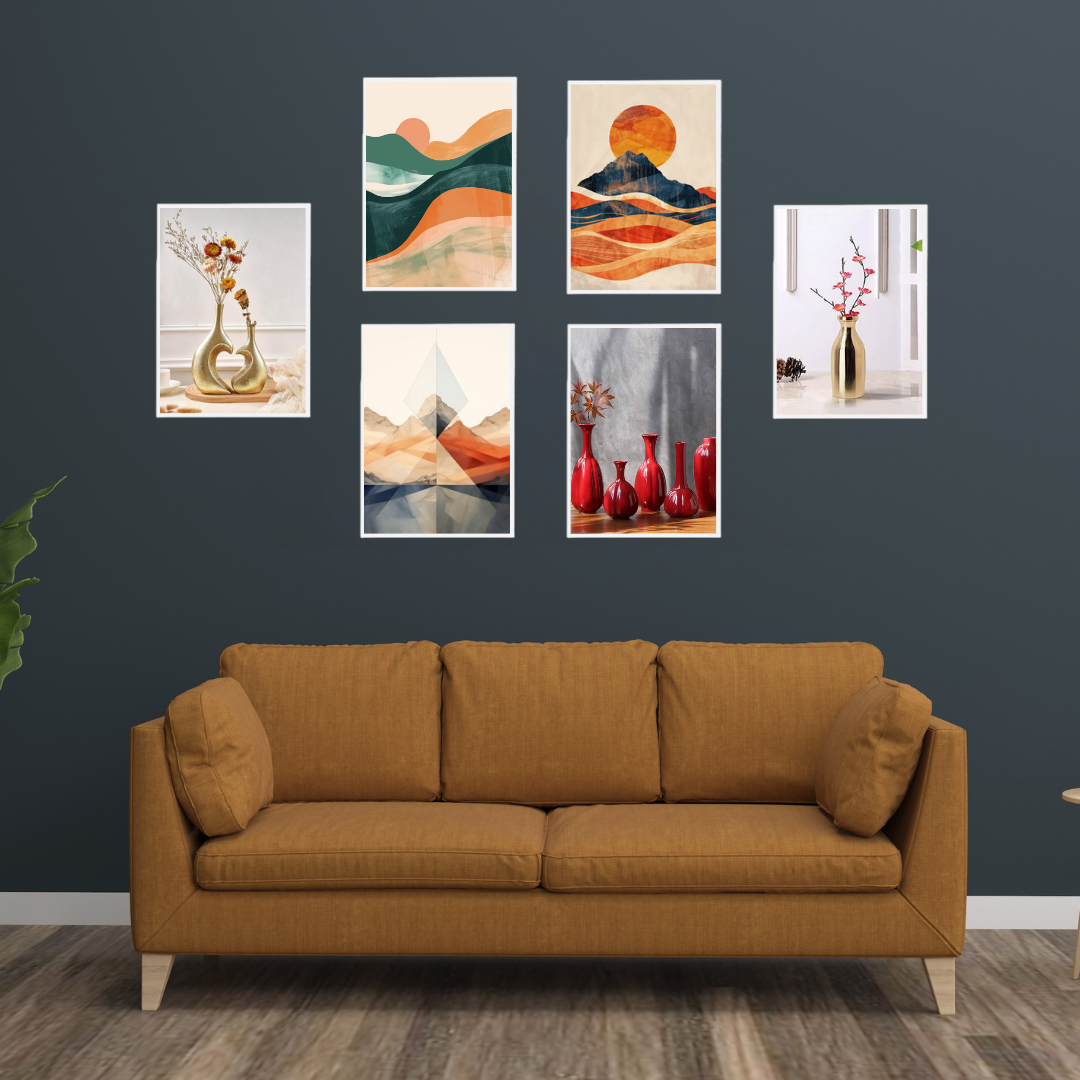 Modern Abstract & Vase Wall Art Set | Minimalist Home Décor SET OF 6