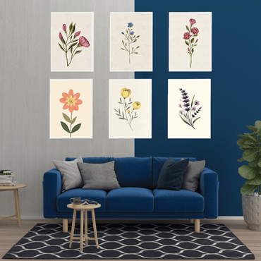 Minimalist Floral Wall Art Set | Botanical Prints for Home Décor SET OF 6 - Memories InsiteFLORAL DESIGN WALL FRAME-WHITE SET OF 6