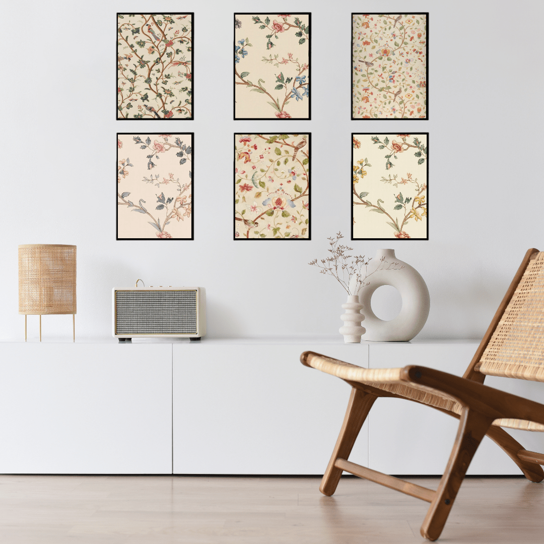 Vintage Floral Wall Art Set – Botanical Beauty for Your Home - Memories InsiteVINTAGE FLORAL WALL FRAME - WHITE SET OF 6