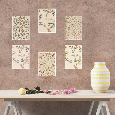 Vintage Floral Wall Art Set – Botanical Beauty for Your Home - Memories InsiteVINTAGE FLORAL WALL FRAME - WHITE SET OF 6
