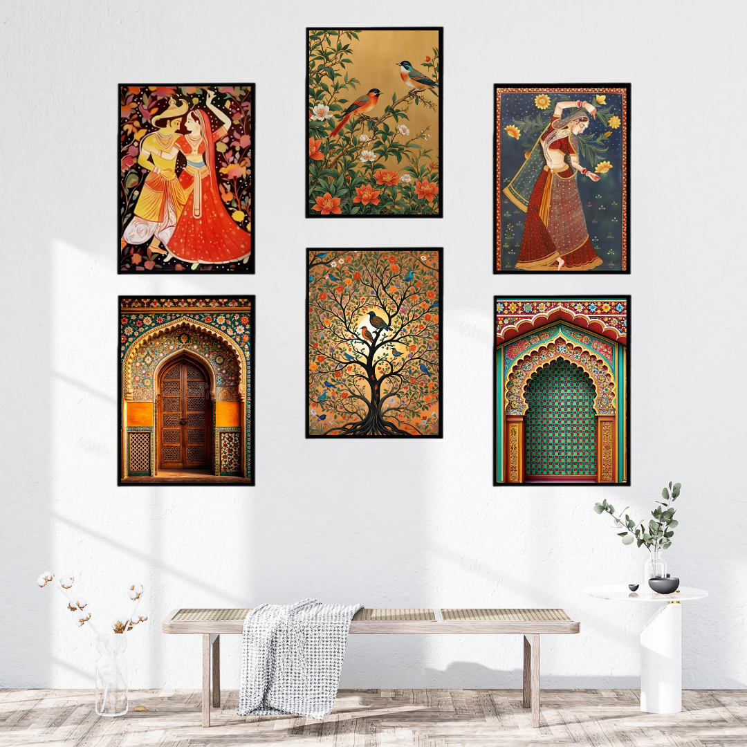 Royal Rajasthani Wall Art | Traditional Indian Paintings set of 6